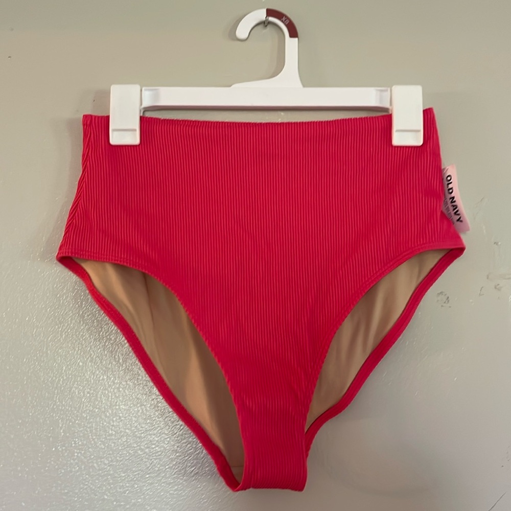 High waisted ribbed swim bottoms